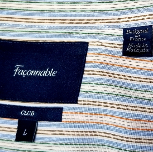 Faconnable Club Men's Pastel Stripe Multicolored Longsleeve Buttondown Shirt,  L - Picture 9 of 9